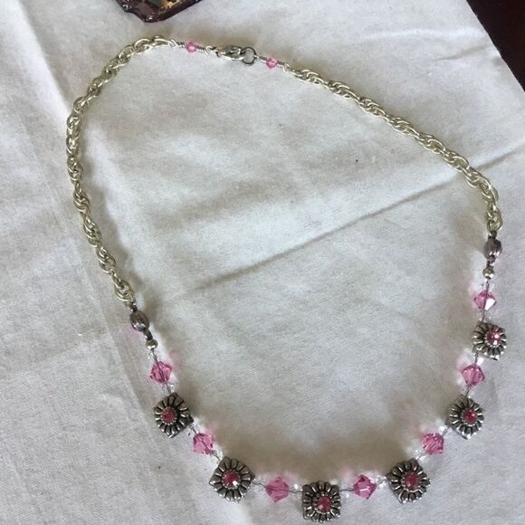 $12 ea or 3/$25. Silvertone & Pink Crystal Necklac - Picture 6 of 6